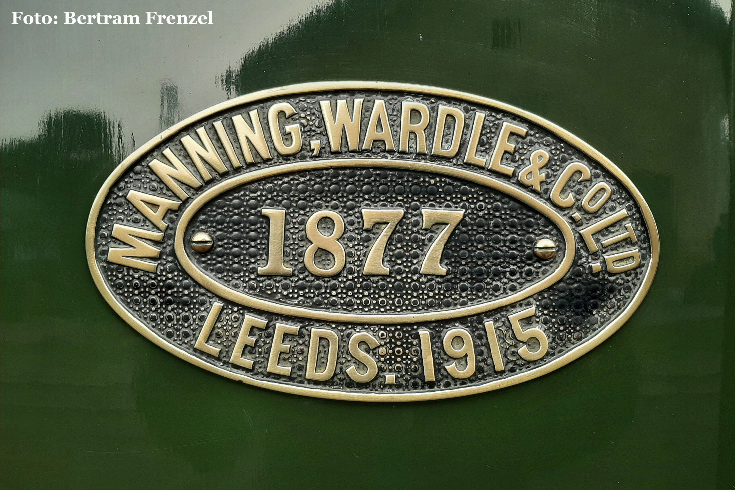 Fabrikschild der 1915 in Leeds/England gebauten Dampflok